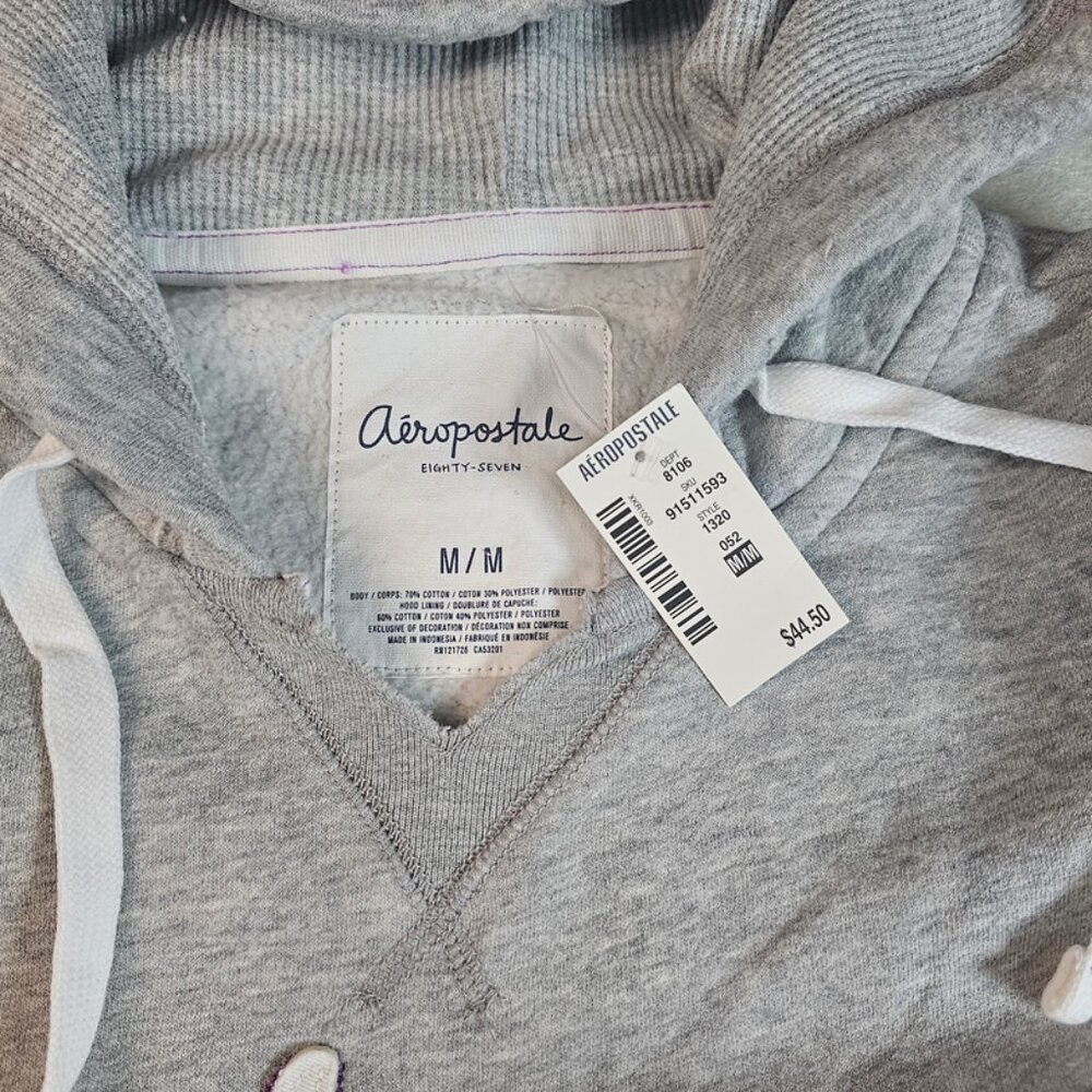 NEW Aeropostale 87 Pullover Hoodie – Casual, Cozy Streetwear Gray Size Medium - Picture 3 of 6